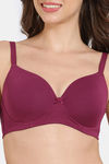 Zivame Padded Non-Wired 3/4th Coverage Ultra Low Back T-Shirt Bra - Beet Red — thumbnail 4